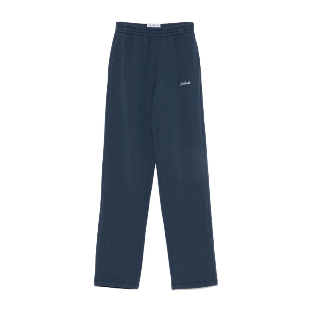 MC2 Saint Barth Blauwe Katoenen Broek met Logoborduursel Blue Dames