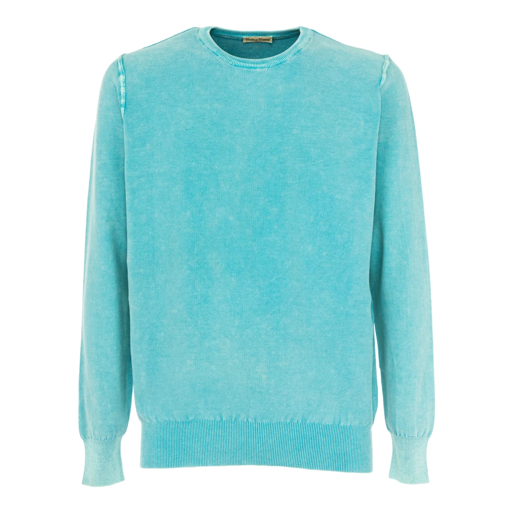 Cashmere Company Heren Crew Neck Sweater Pique Blue Heren
