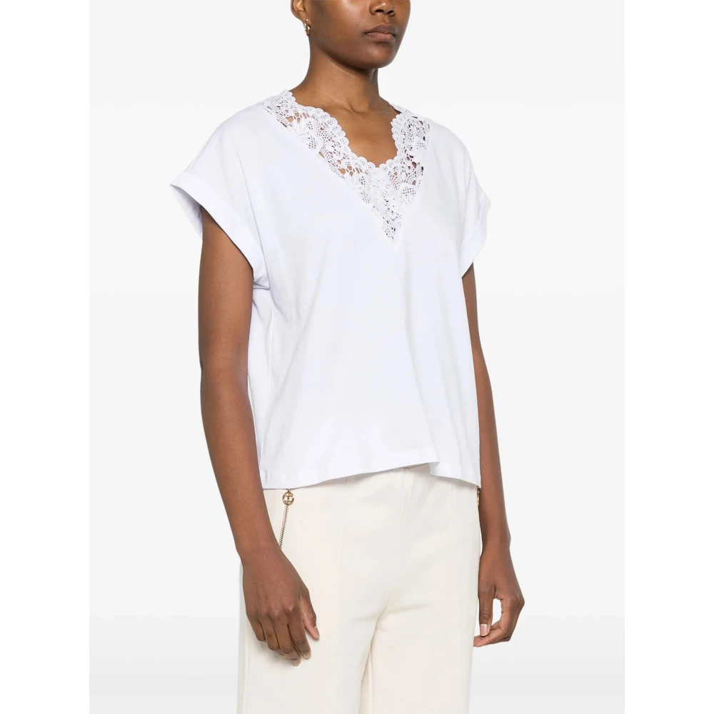 Twinset Kanten Inzet T-shirt White Dames