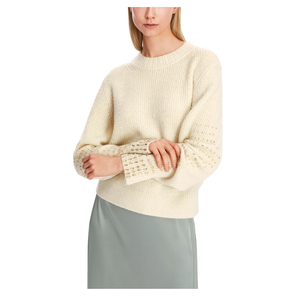 Marc Cain Gebreide Trui met Parels Beige Dames
