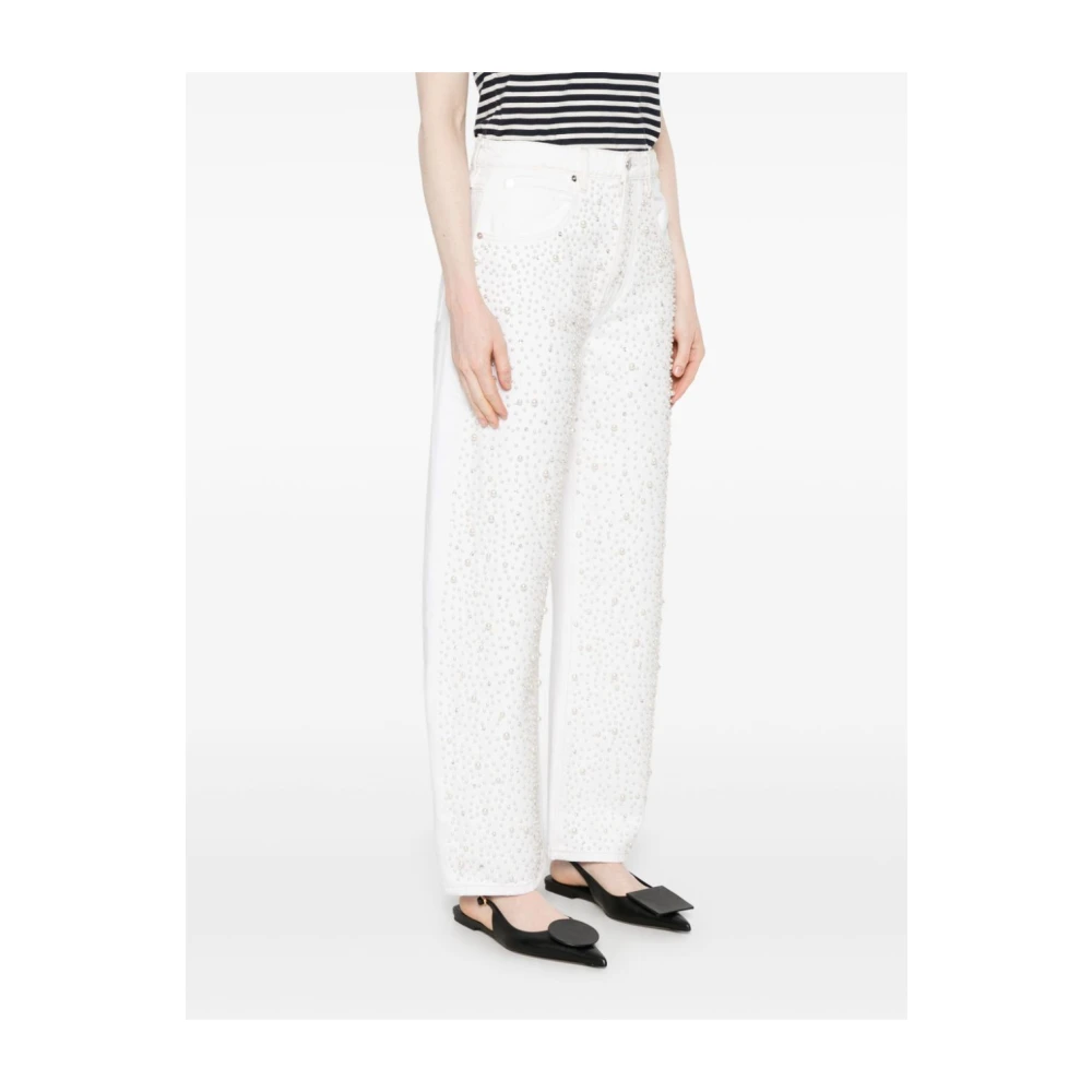 Frame Witte Straight Leg Jeans met Strass White Dames