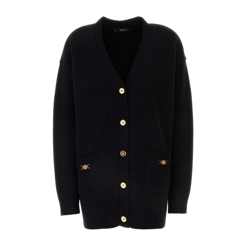 Versace Stijlvol Zwart Wolmix Vest Black Dames