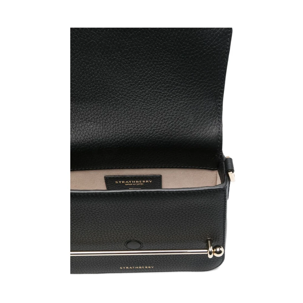 Strathberry Zwarte Schoudertas met Omslag en Magneetsluiting Black Dames