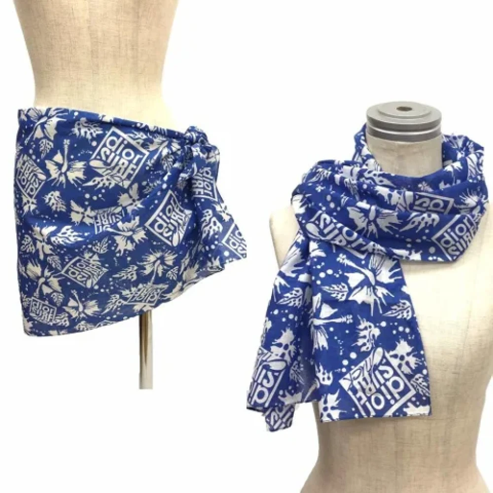 Dior Vintage Pre-owned Cotton scarves Blue Dames