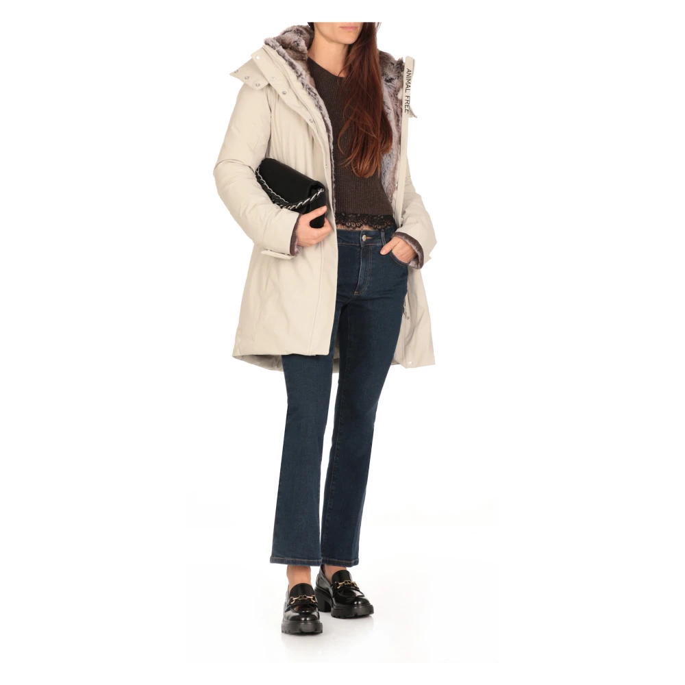 Save The Duck Beige Parka met Nep Bont Capuchon Beige Dames