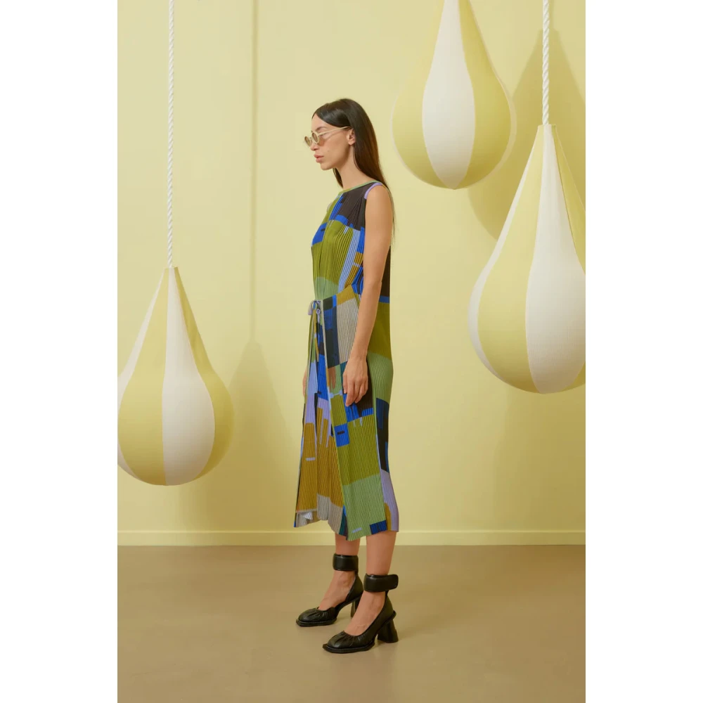 Henrik Vibskov Plisse Jurk Boxen Overlap Paars Multicolor Dames