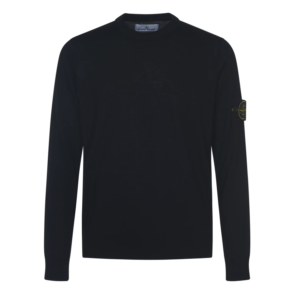 Stone Island Geribbelde Crew Neck Sweater Aw24 Black Heren