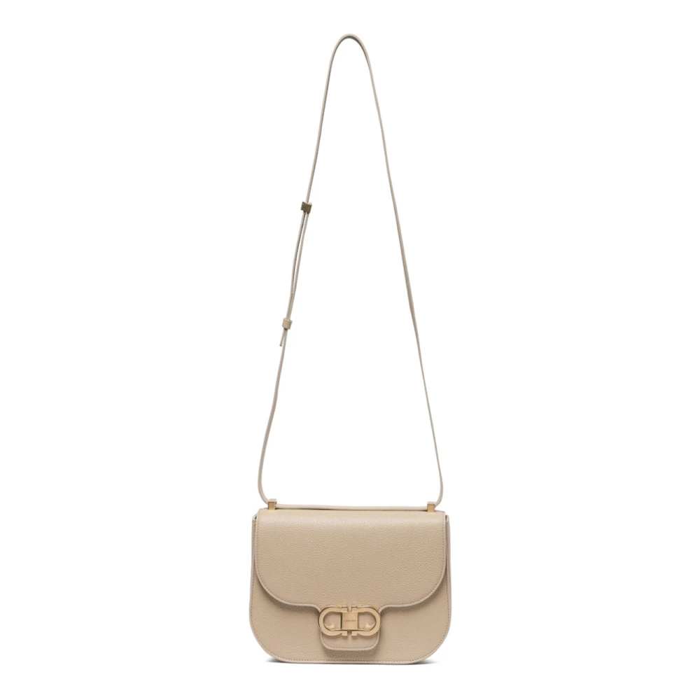 Ferragamo Women's Light/Beige Double Gancini Shoulder Bag