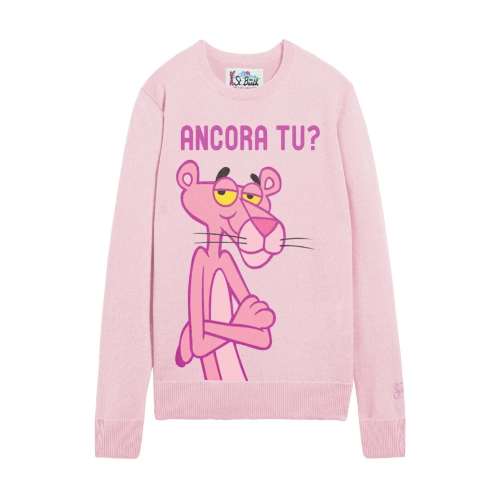 MC2 Saint Barth Roze Jacquard Panther Sweater Pink Dames