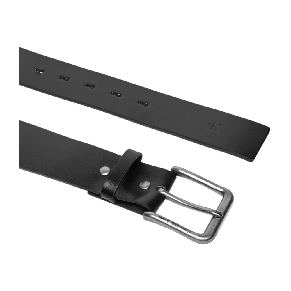 Calvin Klein Jeans Zwarte Leren Riem met Gespsluiting Black Heren