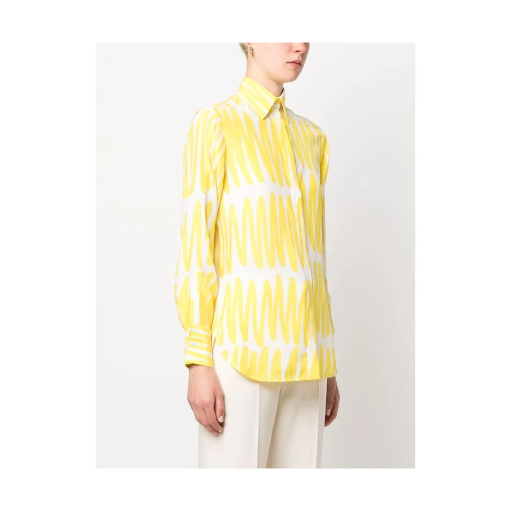 Kiton Zigzag Zijden Overhemd Yellow Dames