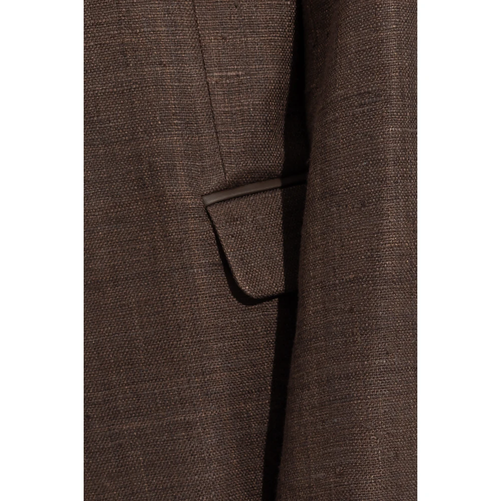 The Mannei Newport blazer met leren kraag Brown Dames