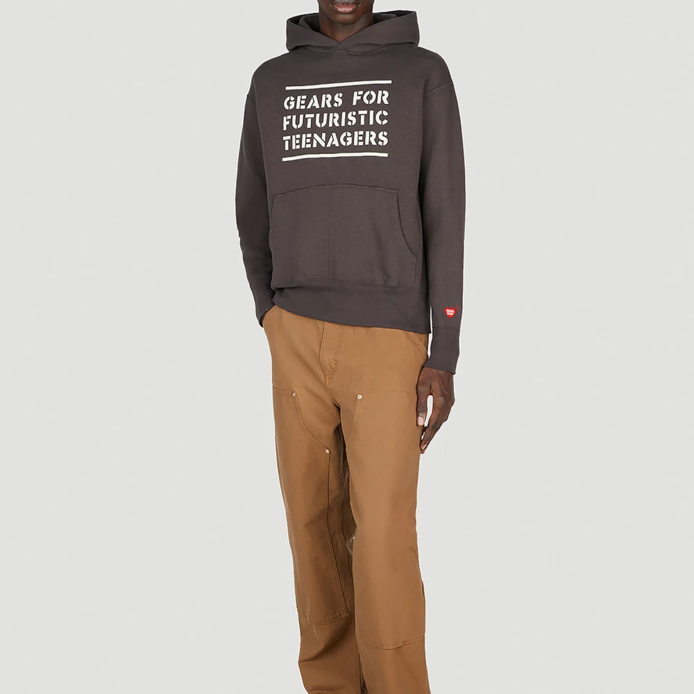 Human Made Tekst Print Hoodie Sweater Black Heren