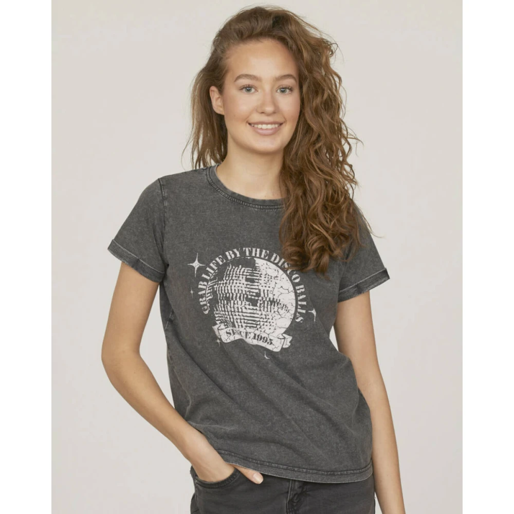 Sisters Point Casual Grafisch T-shirt Herm Gray Dames