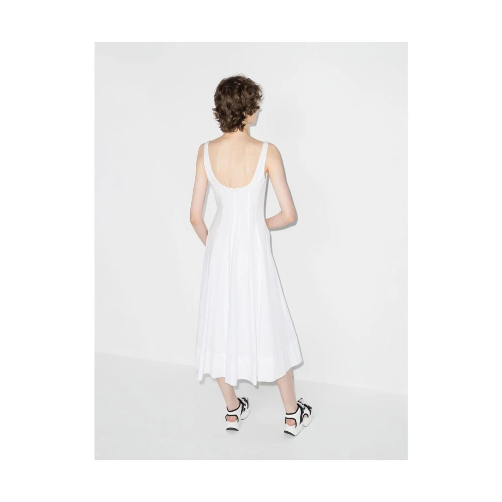 Staud Witte Katoenen Mouwloze Scoop Neck Jurk White Dames