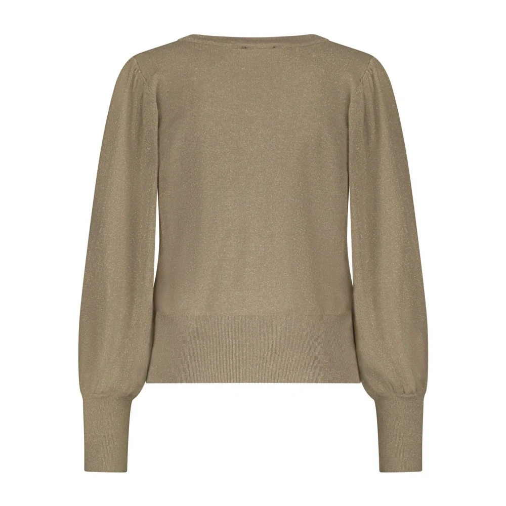 Lady Day Taupe Lurex Look Ronde Hals Vest Beige Dames