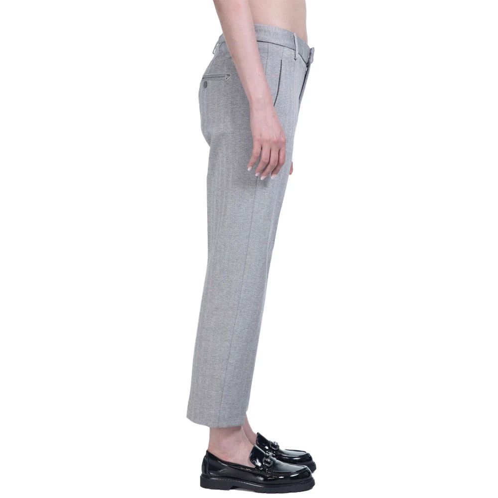 Dondup Enkellange Rits Chino's in Grijs Herringbone Gray Dames