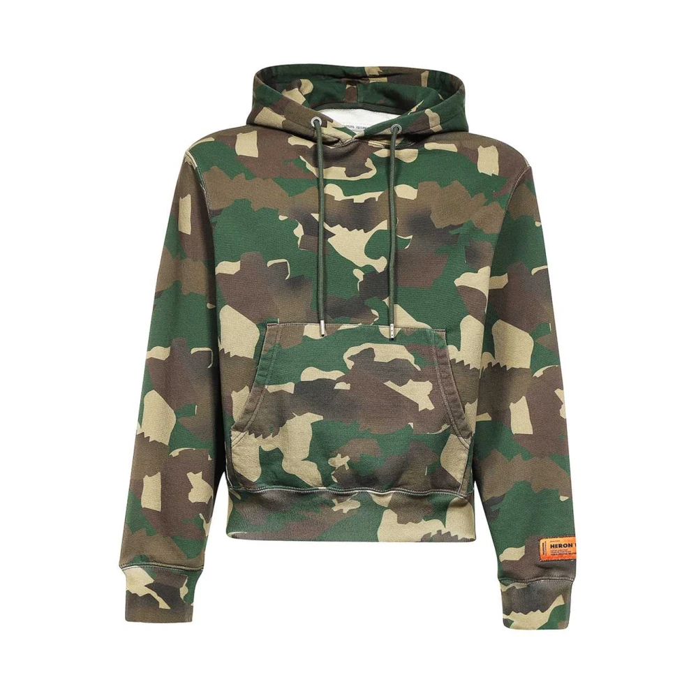 Heron Preston Camouflage Katoenen Hoodie Green Heren