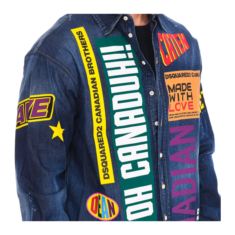 Dsquared2 Denim overhemd met merkmotief Multicolor Heren