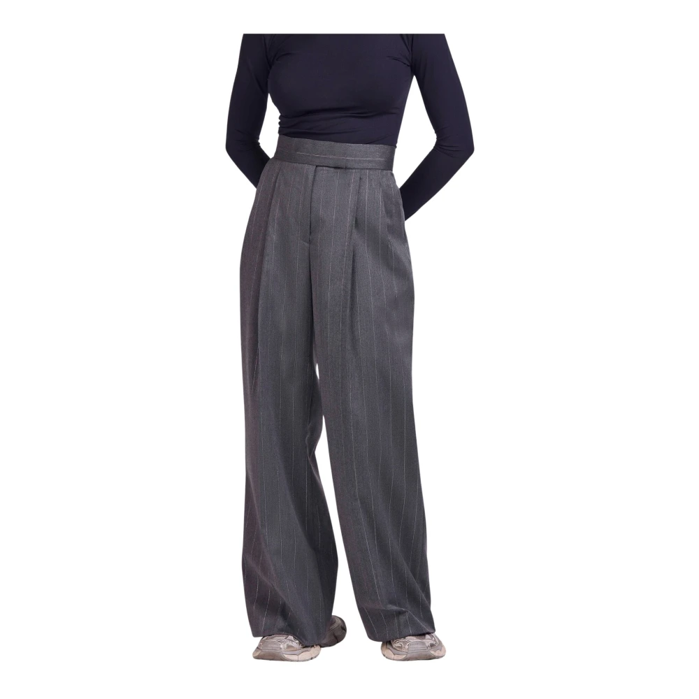 4Giveness Palazzo Gestreepte Broek Tailleur Fw25 Stijl Gray Dames