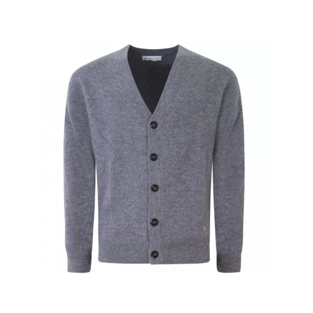 Manuel Ritz Uomo Grigio - Wool English Rib Cardigan - Knitwear - S