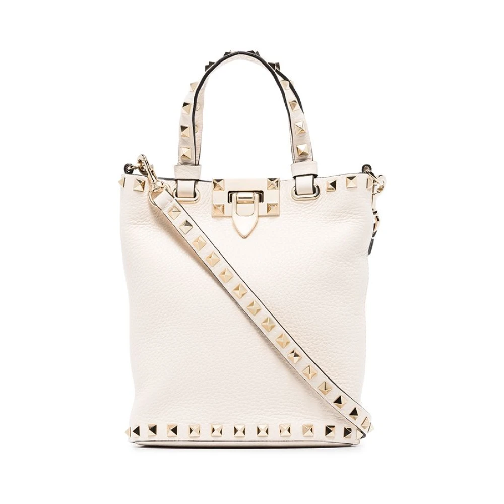 Valentino Garavani Witte leren Rockstud schoudertas White Dames
