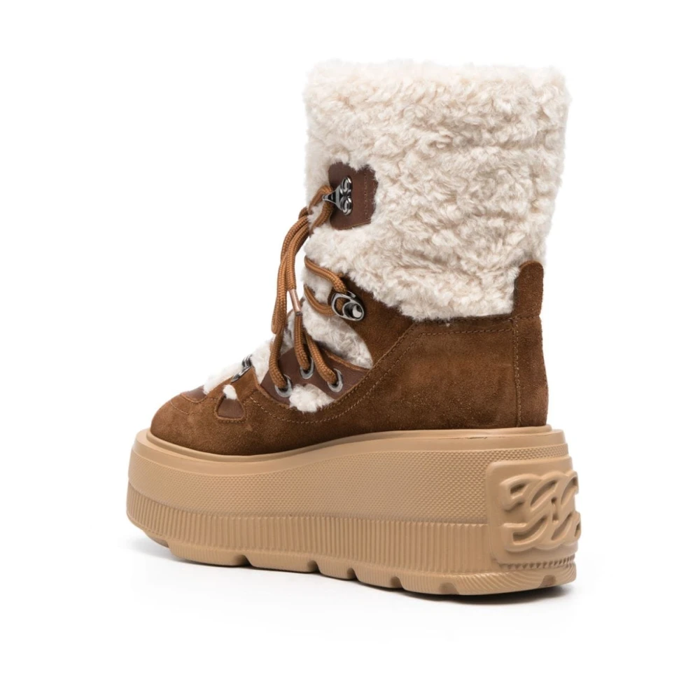 Casadei Bruine Fleece Enkellaarzen Brown Dames