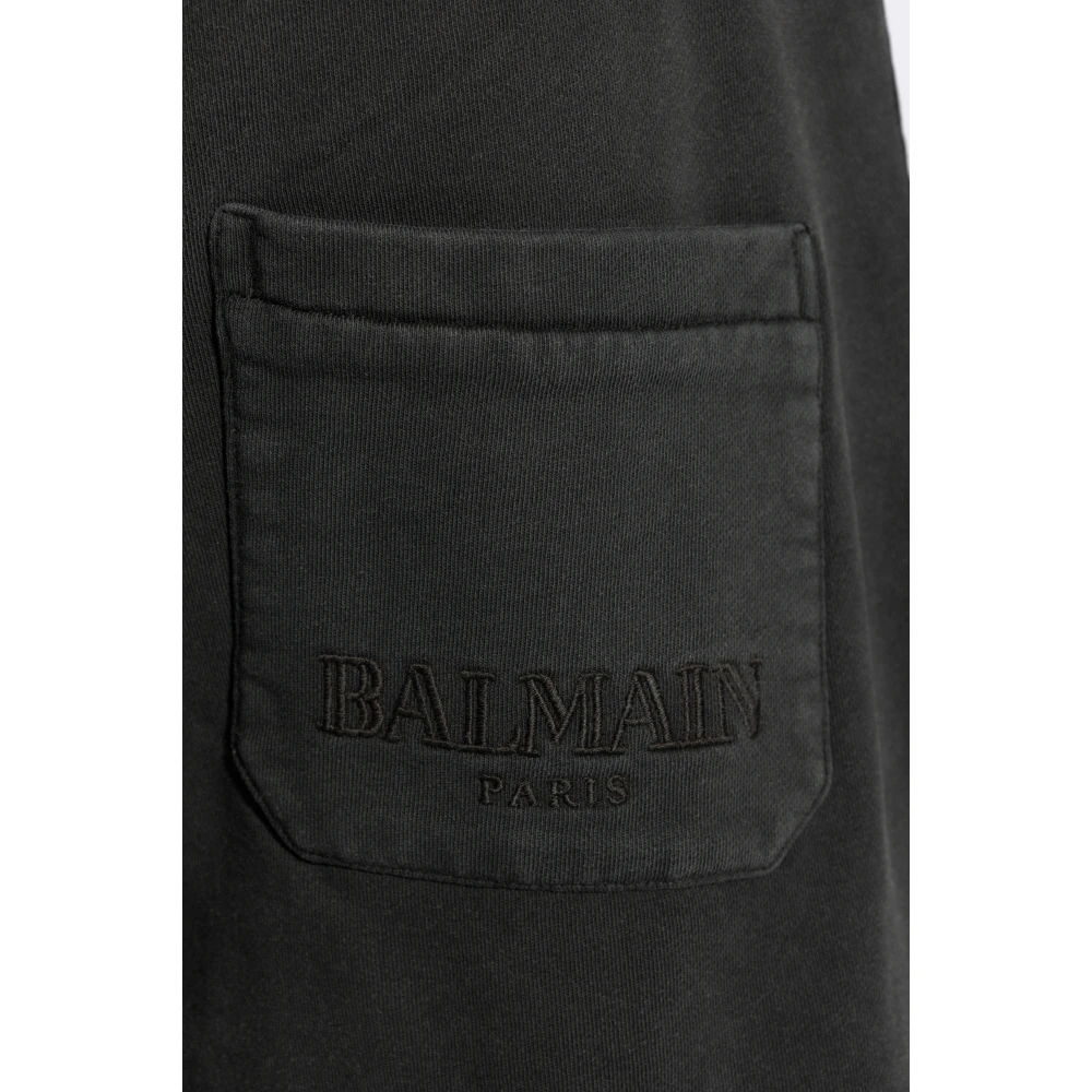Balmain Shorts met logo Gray Heren