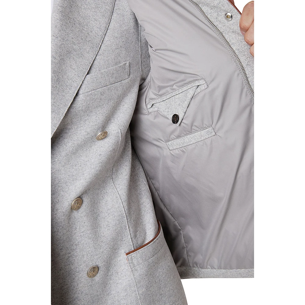Eleventy Bi-Materiaal Wol en Leren Vest Multicolor Heren