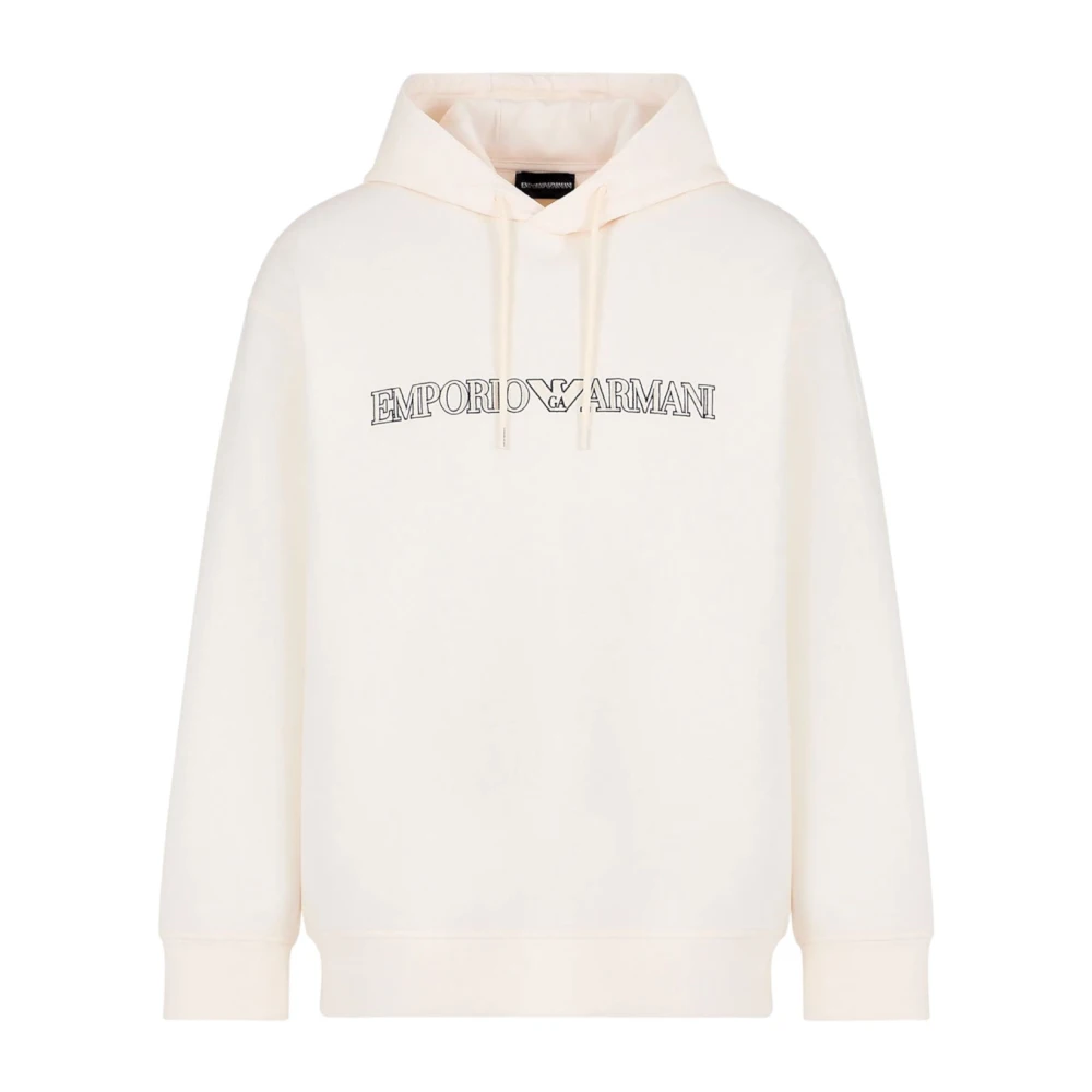 Emporio Armani Logo Lettering Hoodie Beige Heren