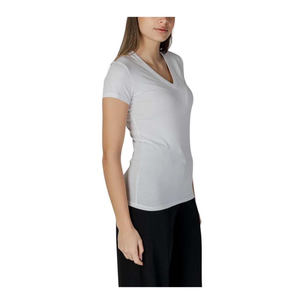 Armani Exchange Witte V-hals Katoenen T-shirt White Dames