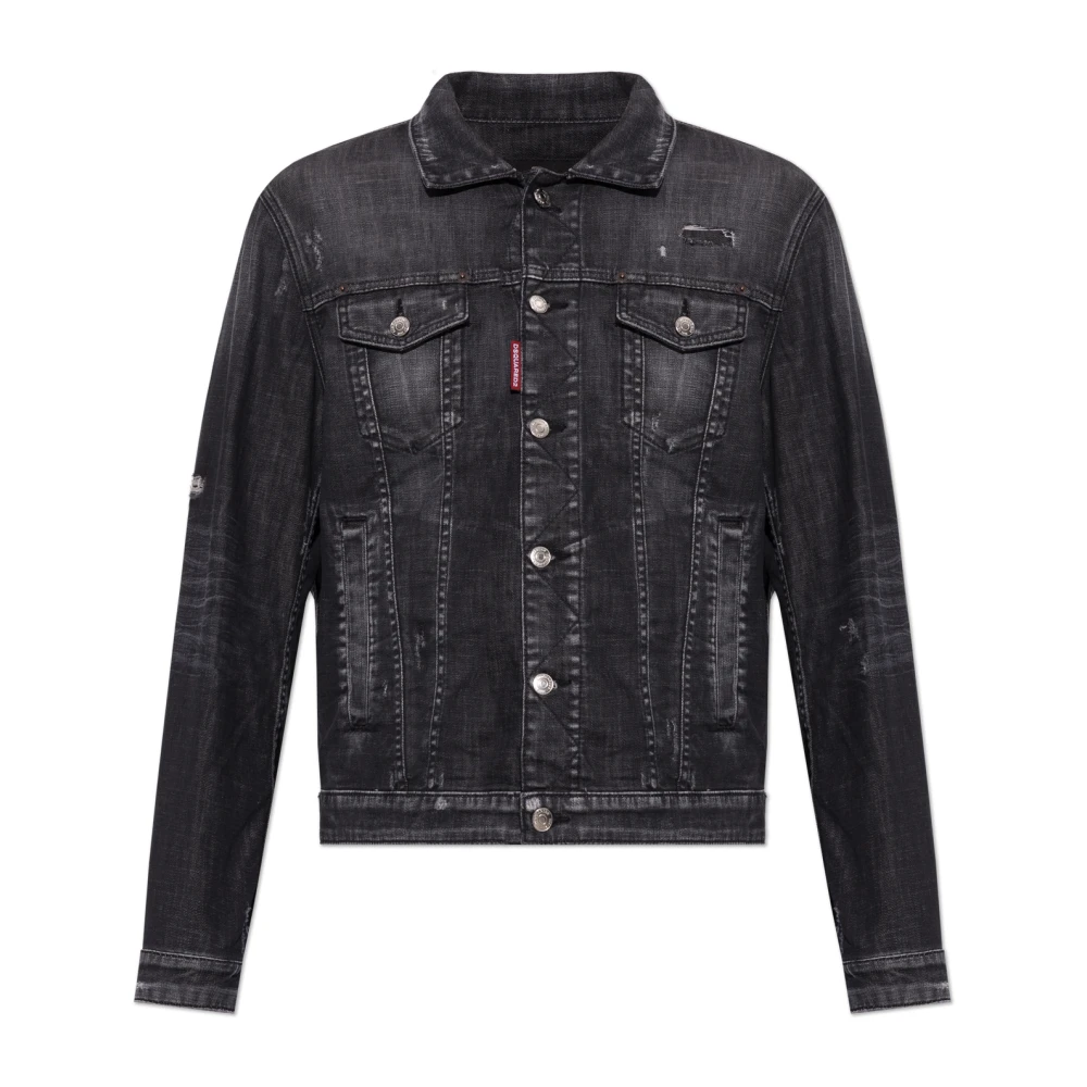 Dsquared2 , Denim Jackets, Male, Black, M, Vintage-Effect Denim Jacket - Image 1
