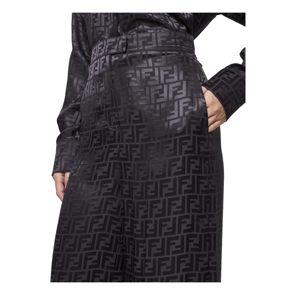 Fendi Wijde broek in FF-motief Purple Dames