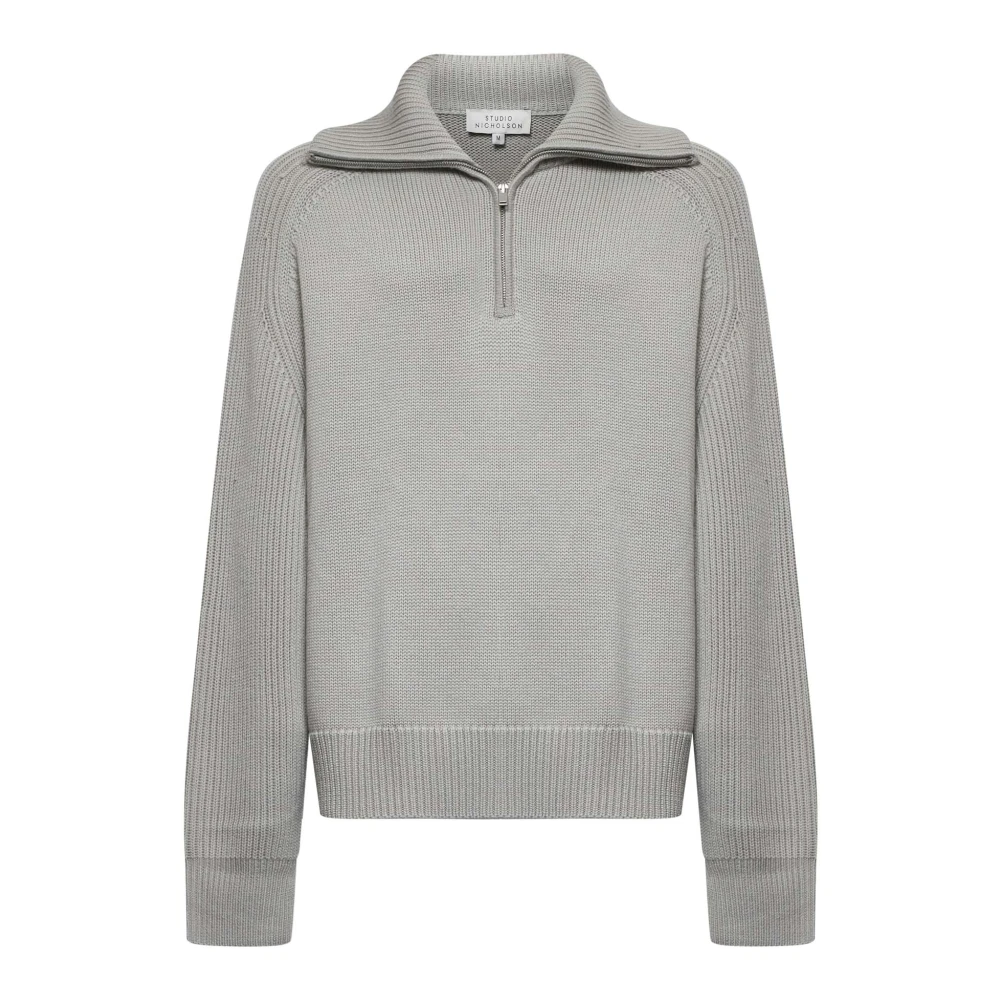 Studio Nicholson Merino Wol Coltrui Trui Gray Heren