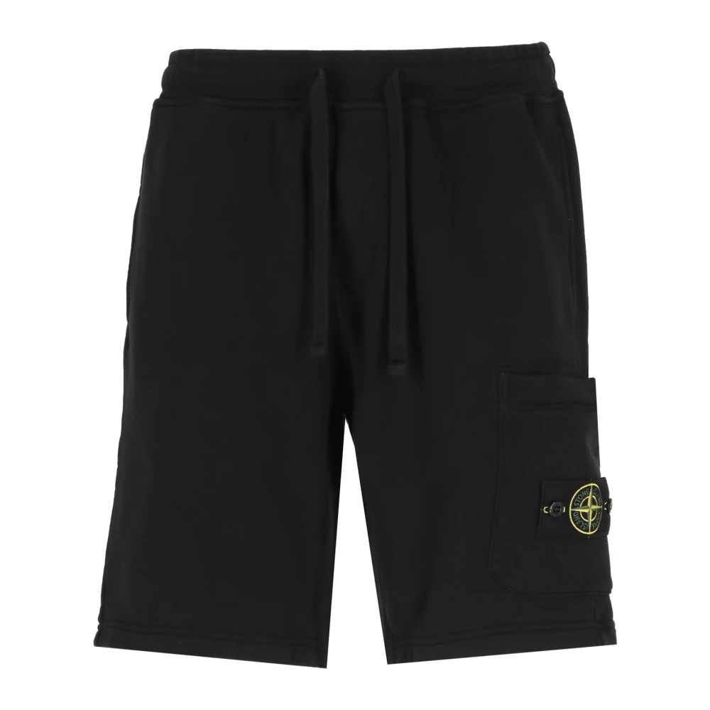 Stone Island Zwarte katoenen bermuda shorts met zakken Black Heren