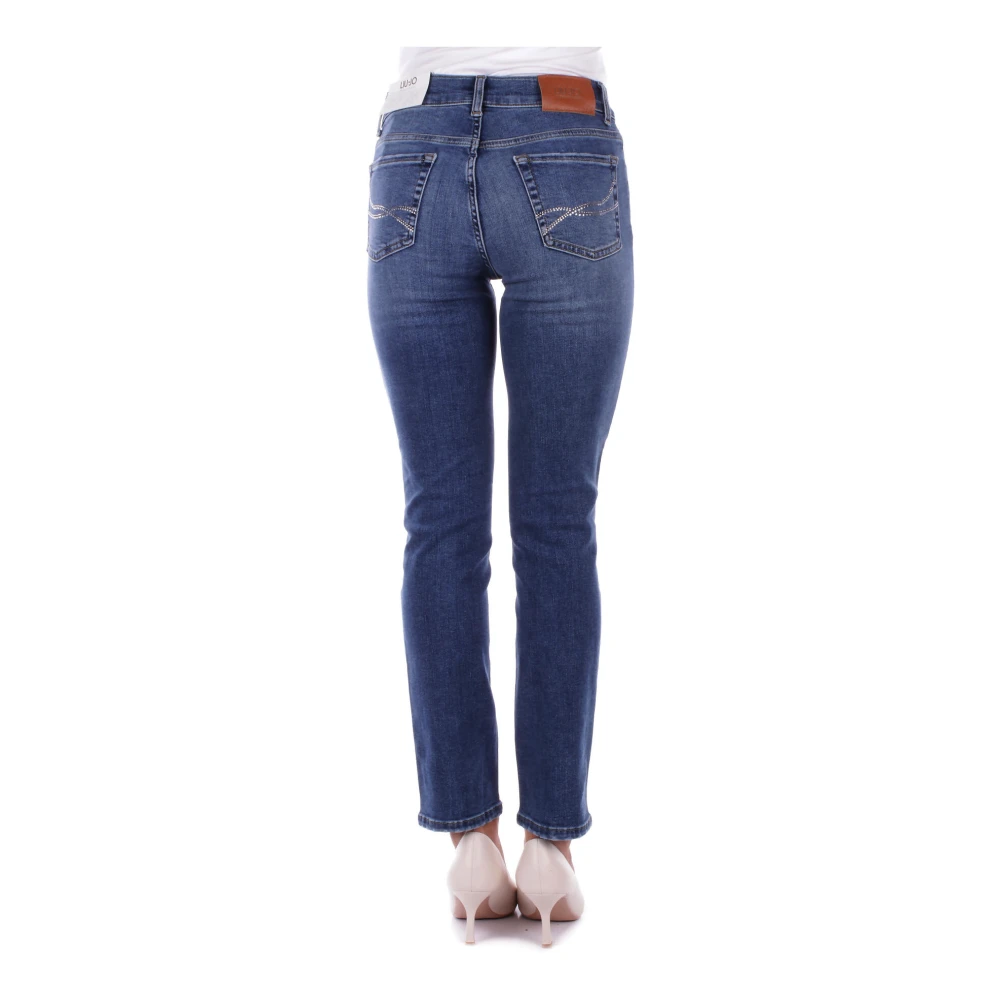 Liu Jo Denim Skinny Stretch Jeans met Strass Details Blue Dames