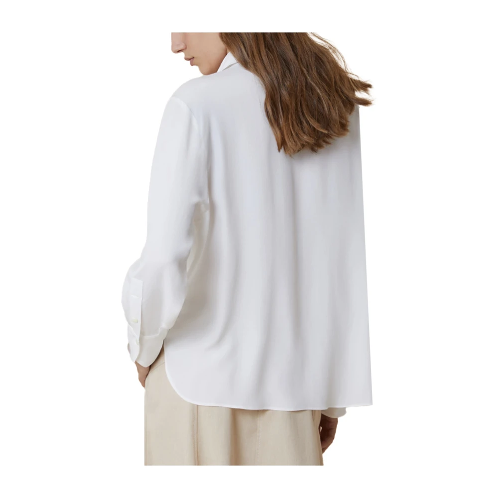 Pennyblack Zijden Blend Shirt met Zijdelingse Splitten White Dames