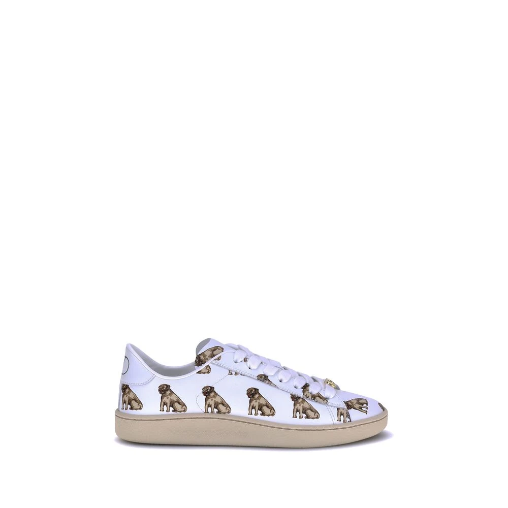 Valentino Garavani Women's Multicolor Sneakers, 7 Uk, Royco Leather Trainers With Dog Print