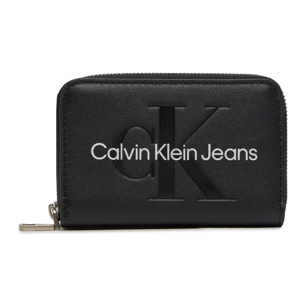 Calvin Klein Jeans Stijlvolle Zwarte Bedrukte Ritsportemonnee Black Dames