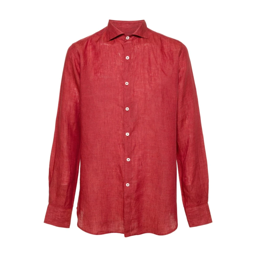 Canali Casual Shirts Red Heren