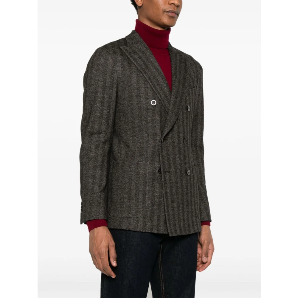 Boglioli Bruin Visgraat Dubbel-Borst Jas Brown Heren