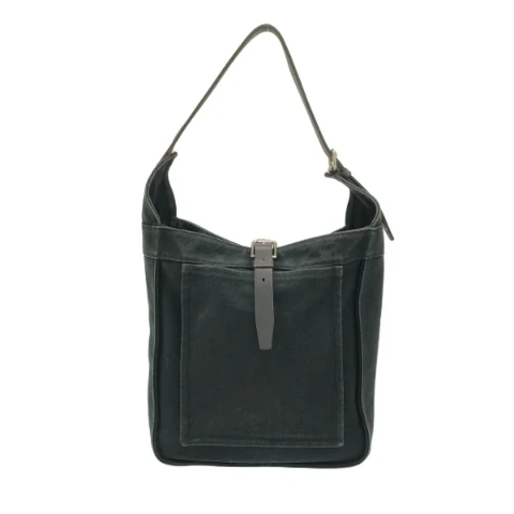 Hermès Vintage Pre-owned Cotton shoulder-bags Black Dames