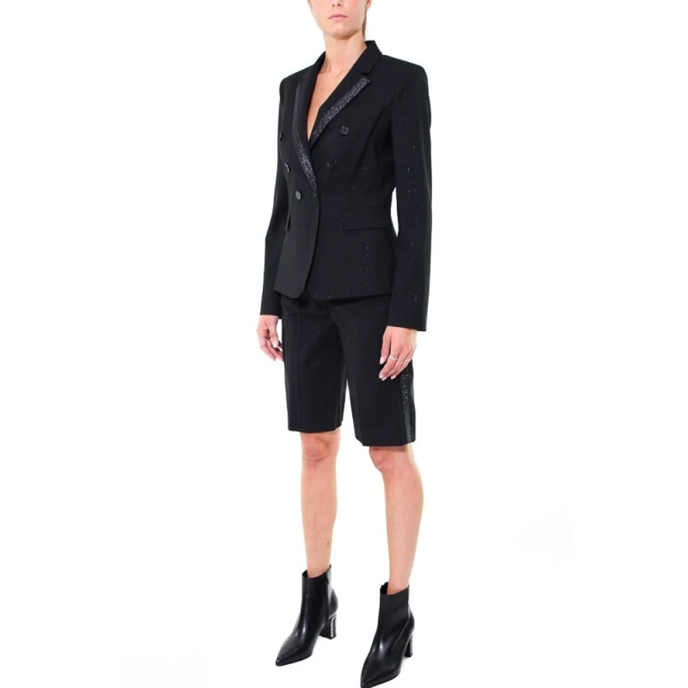 pinko Gestreepte Glitter Blazer Jas Zwart Black Dames