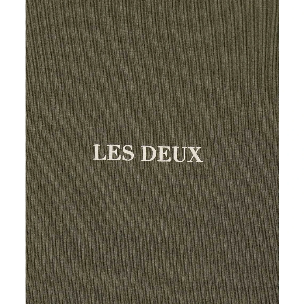 Les Deux Katoenen Crew-Neck T-Shirt Green Heren