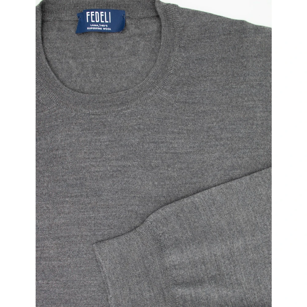 Fedeli Luxe Crew Neck Jumper Gray Heren