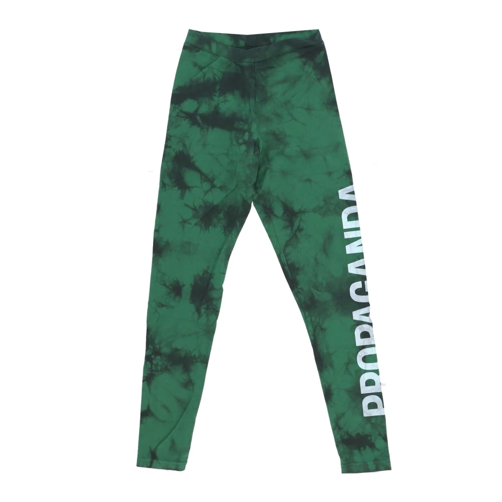 Propaganda Kvinno Grön Byxor Dam, S, Polyester, Tie Dye Damleggings