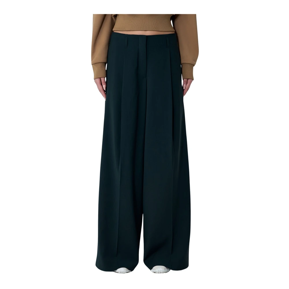 Lacoste Women's Black Pleated Trousers - Wide Trousers - Xs - Trousers