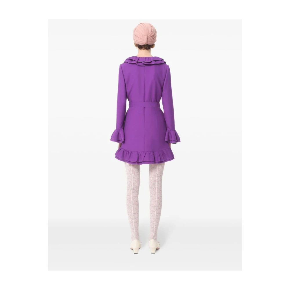 Valentino Paarse wol-zijde mix jurk met ruches Purple Dames