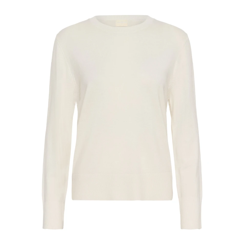 Soaked In Luxury Women's White Round-Neck Knitwear, M, Round-Neck Knitwear