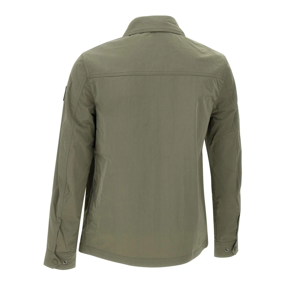 Belstaff Groene Overshirt Katoenmix Gabardine Stof Green Heren